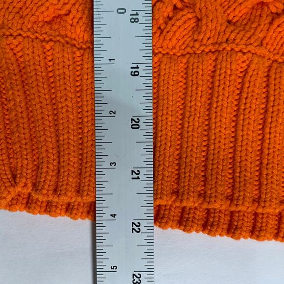 J Crew S Womens Orange Diagonal Cable Knit Crewneck Sweater Fall - Picture 7 of 10